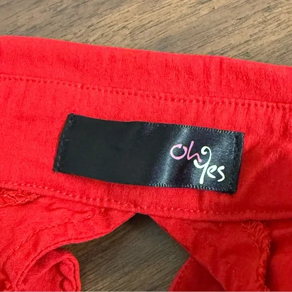 Red Lace-Up Back Military Vest Top w/ White Button Front Detail Large - Picture 6 of 9